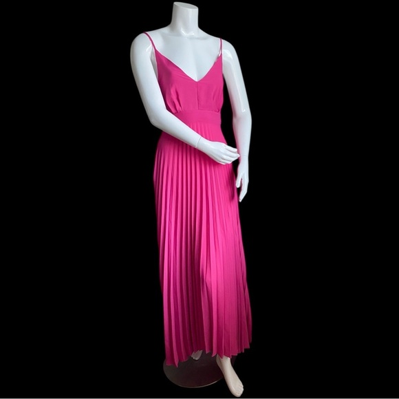 Pleated Pink Maxi Dress Wedding Guest Event Girly Coquette Victorian Baby Shower - Picture 2 of 7
